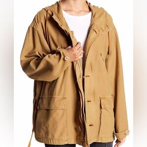 Free People Joshua Tree Jacket Hooded Sand Cargo Army Military Style